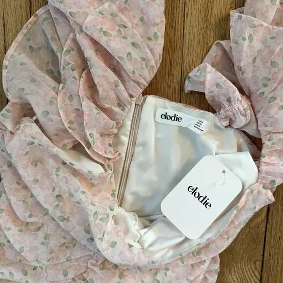 NWT Elodie Shirred Floral Print Minidress Women's Size XS - Picture 3 of 5